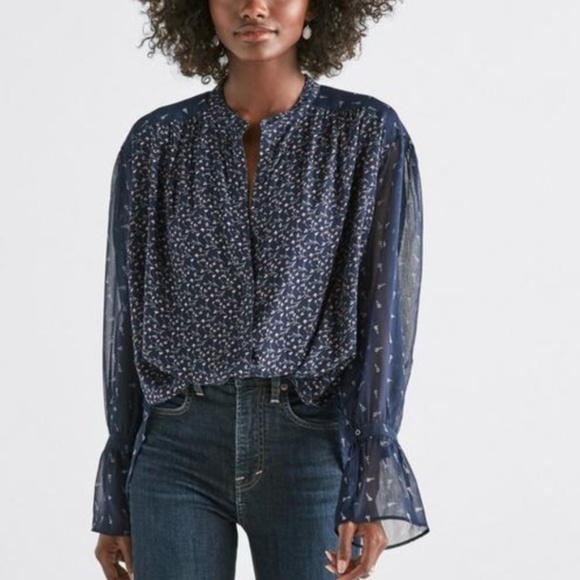 Lucky Brand Tops - NWT Lucky Brand Floral Button Down Peasant Top